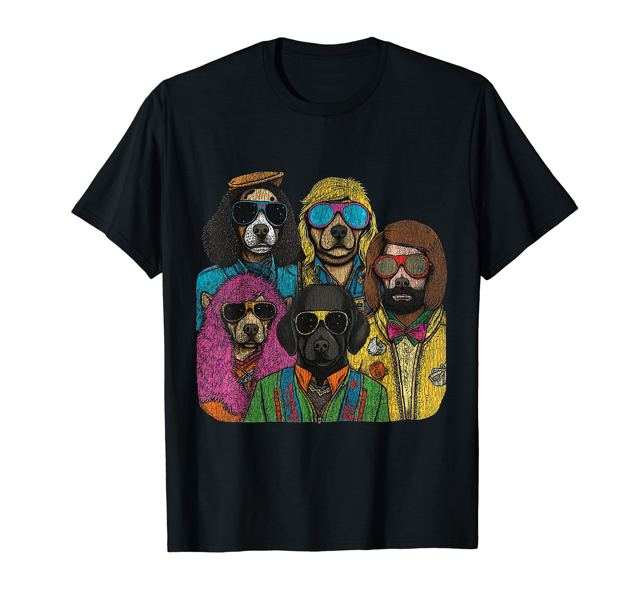 Dogs 60S Rock Vibe Illustration Dog T-Shirt - Fun Novelty Design Unisex - T-Shirt, Sweatshirt, Hoodie