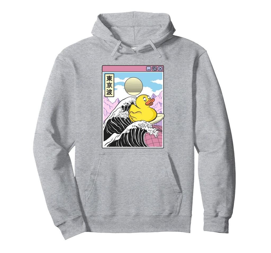 Rubber Duck Surfing Kanagawa Wave Kawaii Hoodie - Graphic Print Unisex - T-Shirt, Sweatshirt, Hoodie