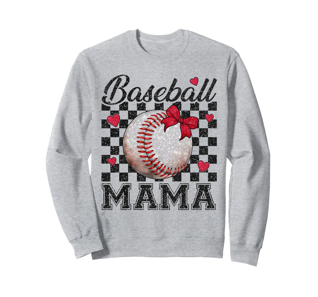 Baseball Mama Bow Softball Mom Sweatshirt - Novelty Apparel Unisex - T-Shirt, Sweatshirt, Hoodie
