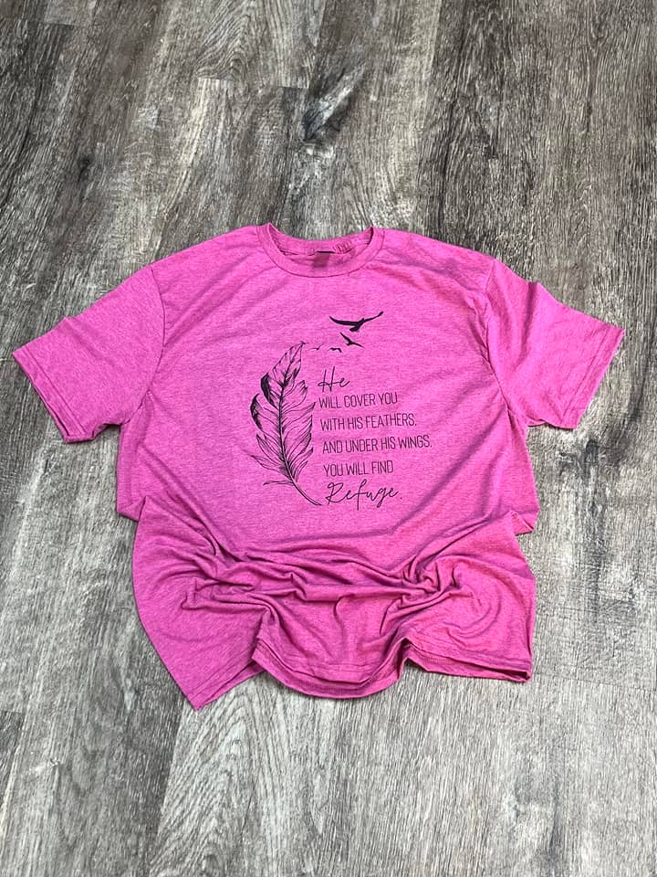 He Will Cover You with His Feathers On Heather Berry - Adult & Kids T-Shirts, Sweatshirts & Hoodies apparel design preview 1