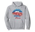 Baseball Mom Biting Lips American Flag Hoodie - Unique Graphic Men Women - T-Shirt, Sweatshirt, Hoodie