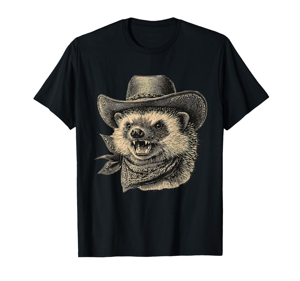 Hedgehog Cowboy Rodeo Cowgirl Western T-Shirt - Graphic Print Unisex - T-Shirt, Sweatshirt, Hoodie
