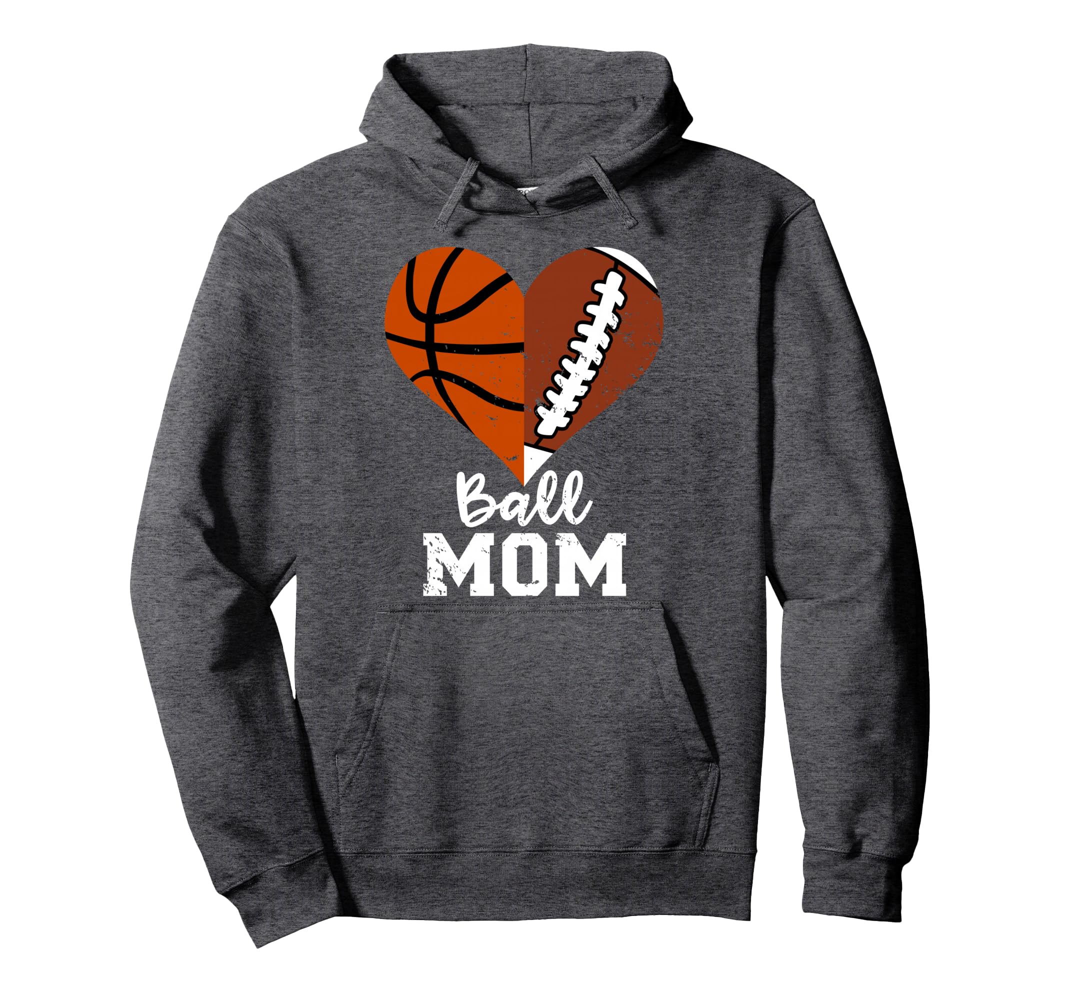 Ball Mom Heart Funny Football Hoodie - Casual Everyday Wear for Adults - T-Shirt, Sweatshirt, Hoodie