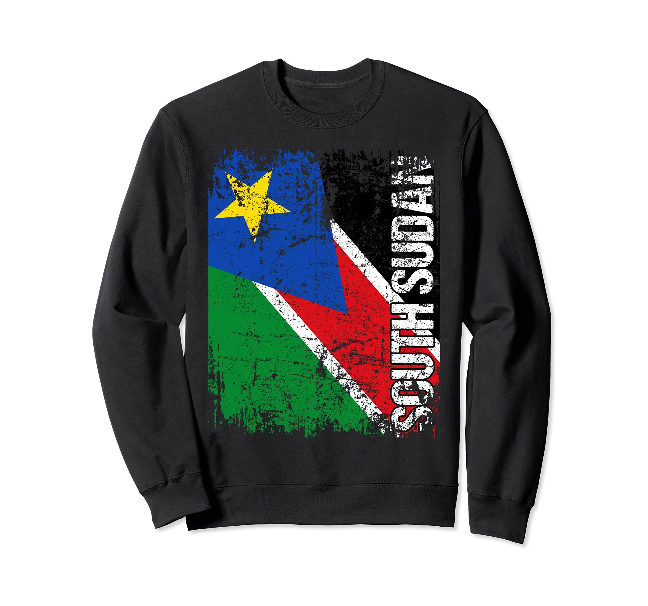 South Sudan Flag Distressed South Sweatshirt - Unique Graphic for Adults - T-Shirt, Sweatshirt, Hoodie