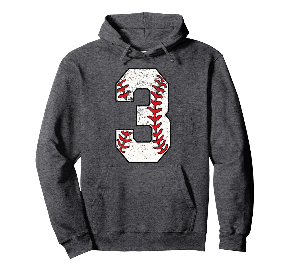 Baseball Number 3 Hoodie - Fun Novelty Design Men Women - T-Shirt, Sweatshirt, Hoodie