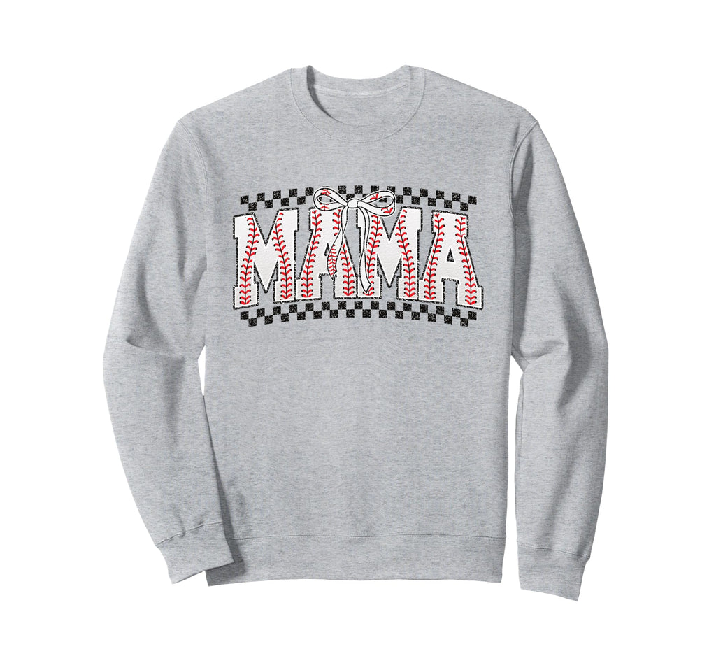 Baseball Mama Sports Mom Checkered Sweatshirt - Minimalist Print Men Women - T-Shirt, Sweatshirt, Hoodie