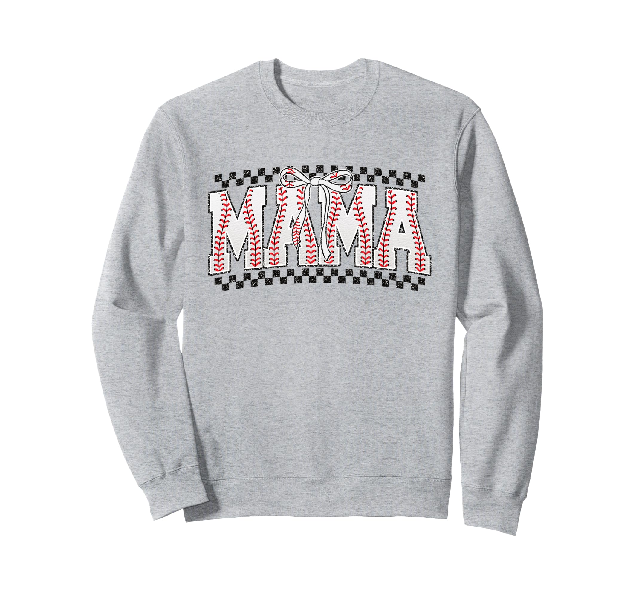 Baseball Mama Sports Mom Checkered Sweatshirt - Minimalist Print Men Women - T-Shirt, Sweatshirt, Hoodie
