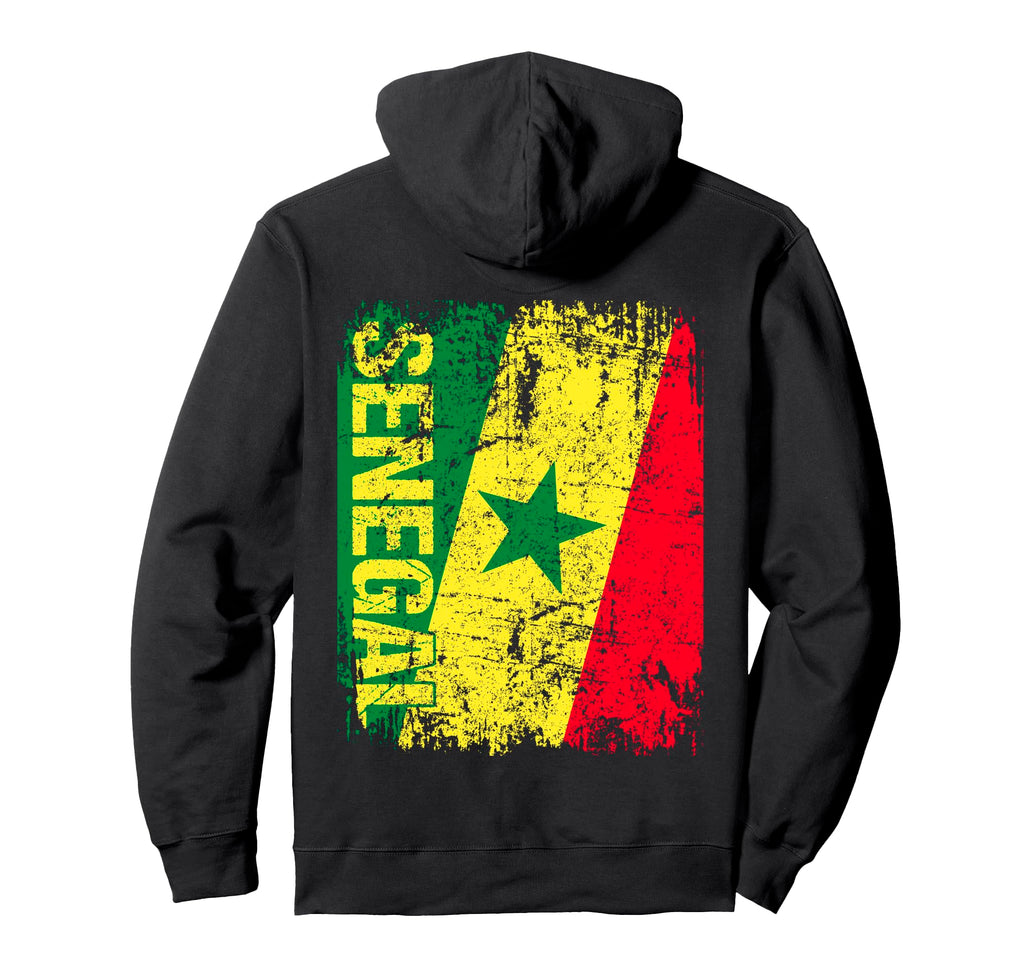 Senegal Flag Distressed Senegal Hoodie - Streetwear Style for Adults - T-Shirt, Sweatshirt, Hoodie