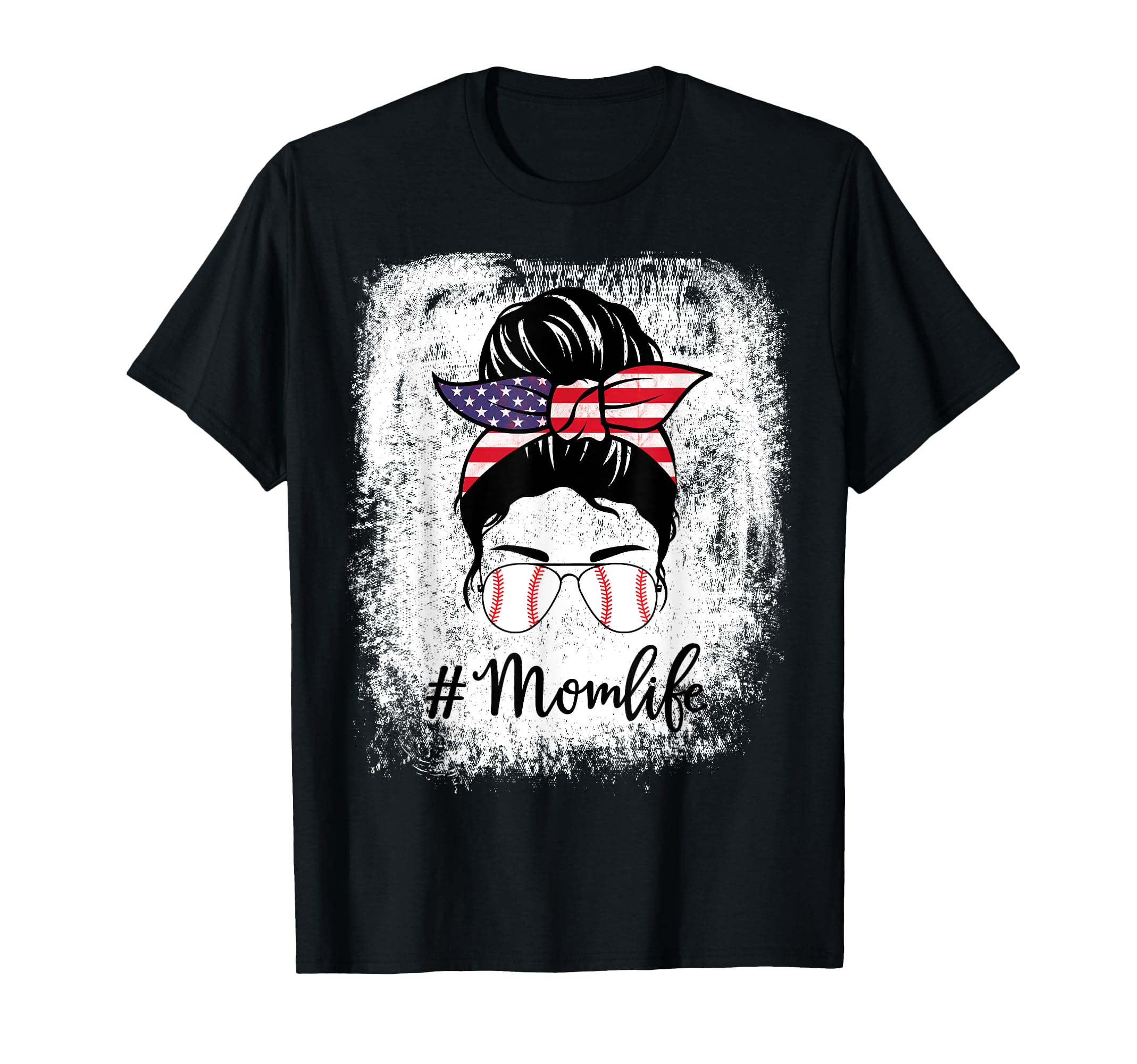 Bleached Baseball Softball Mom Life T-Shirt - Novelty Apparel Men Women - T-Shirt, Sweatshirt, Hoodie