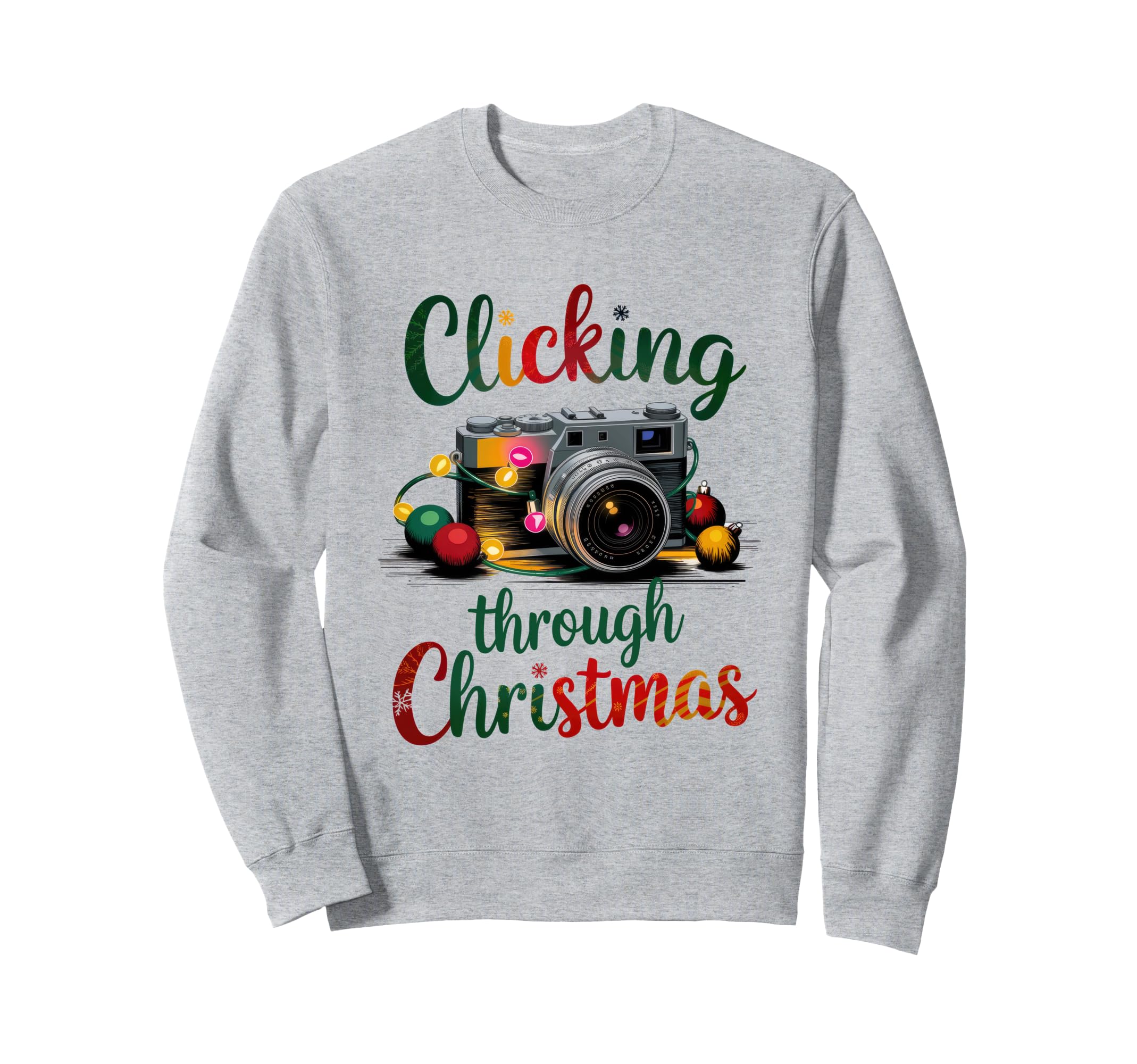 Clicking Through Camera Holiday Light Sweatshirt - Graphic Print for Adults - T-Shirt, Sweatshirt, Hoodie