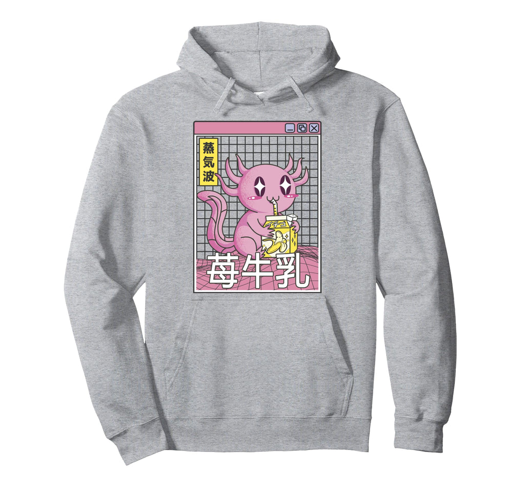 Axolotl Drinking Banana Milk Digital Hoodie - Fun Novelty Design Unisex - T-Shirt, Sweatshirt, Hoodie