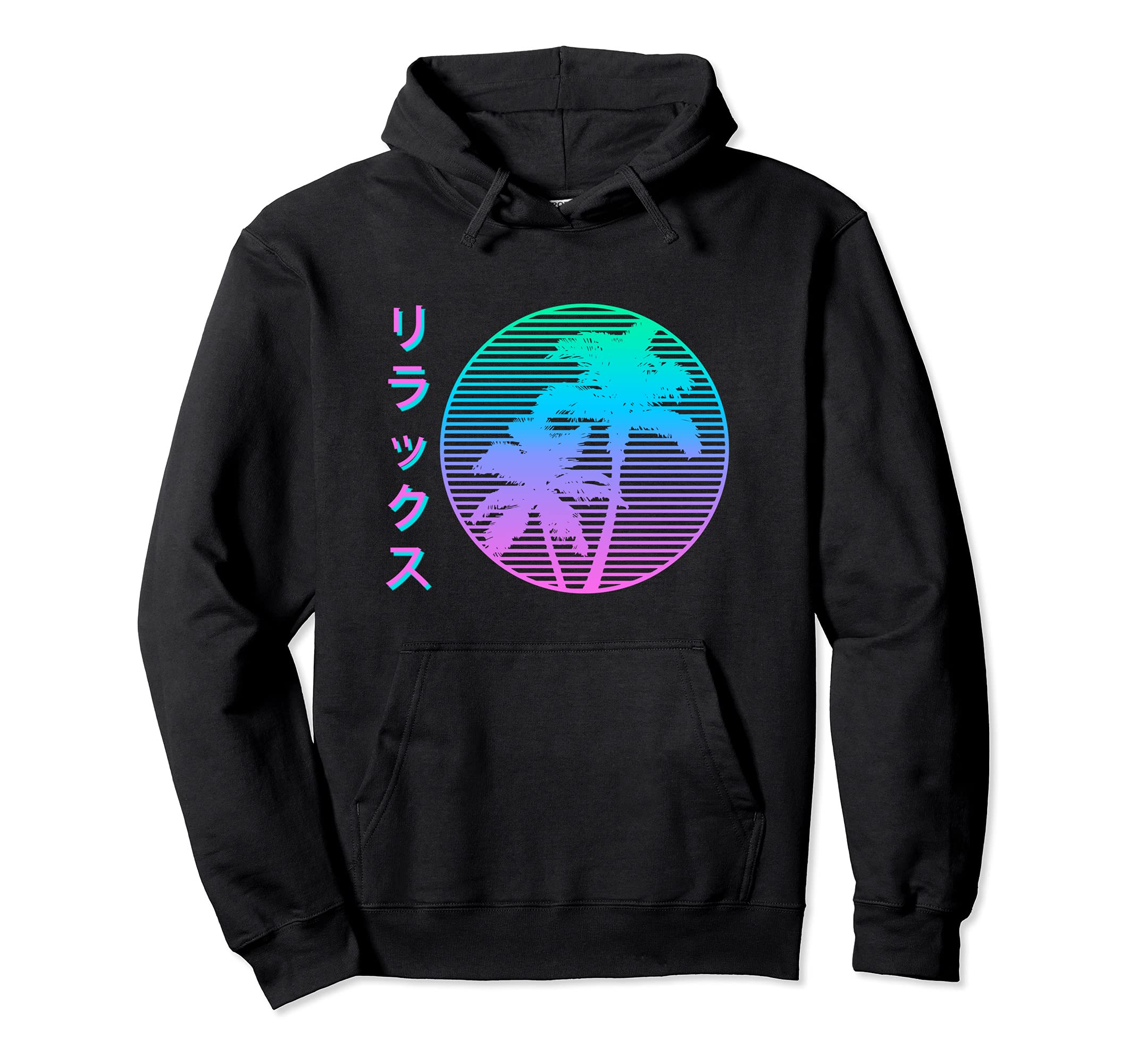 Vaporwave Japanese Palm Tree 80S 90S Hoodie - Fun Novelty Design Unisex - T-Shirt, Sweatshirt, Hoodie