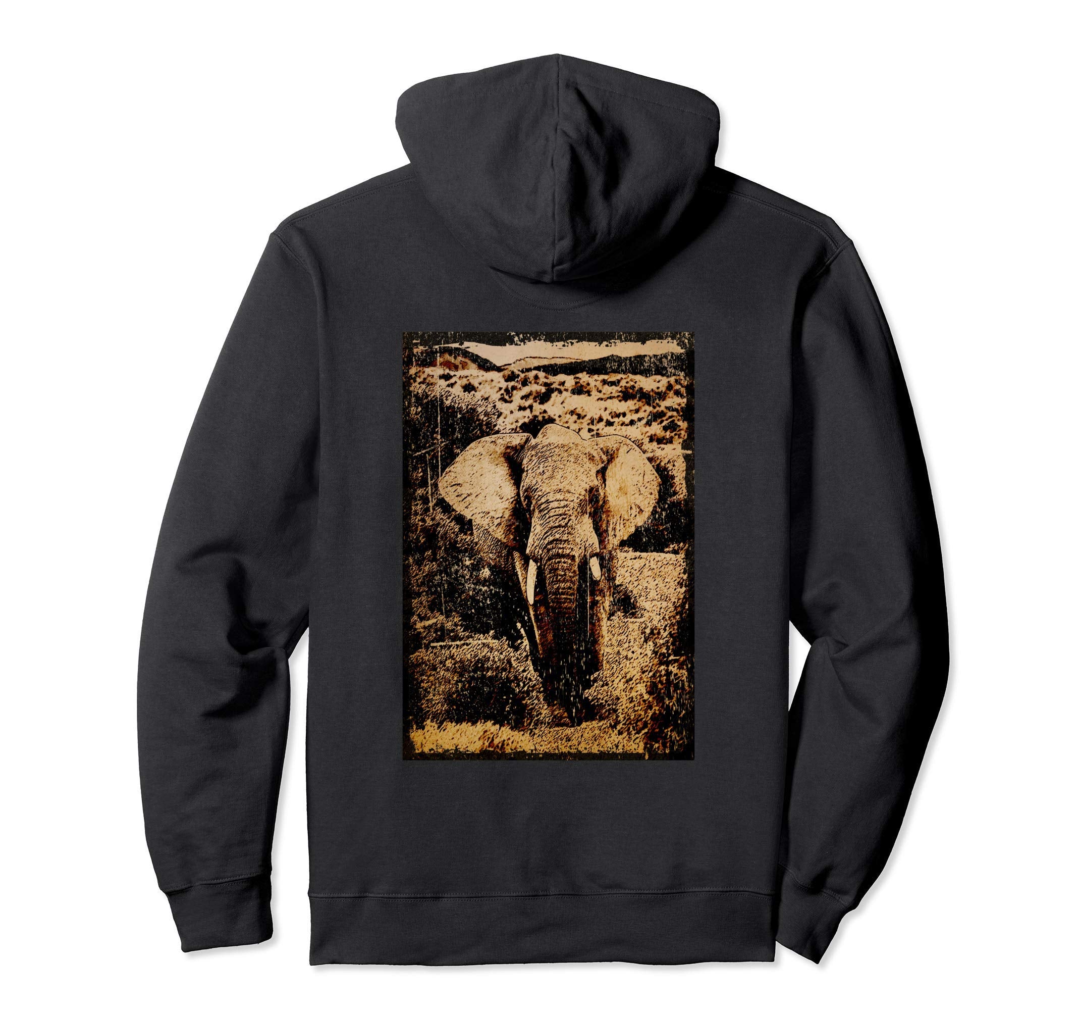 Elephant Animal Distressed Hoodie - Minimalist Print for Adults - T-Shirt, Sweatshirt, Hoodie