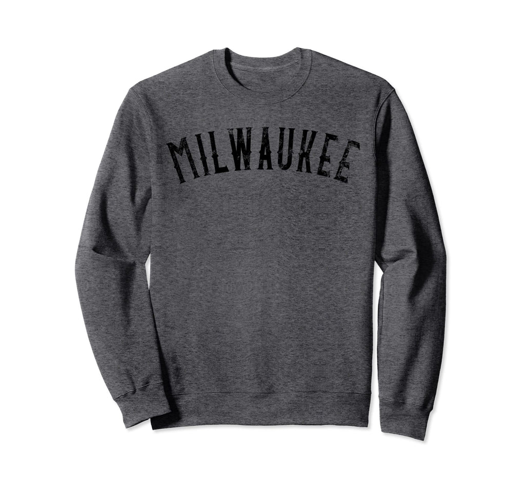 Milwaukee Distressed Black Text Sweatshirt - Graphic Print for Adults - T-Shirt, Sweatshirt, Hoodie