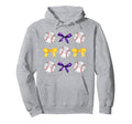 Baseballs Purple Gold Bows Ball Mom Hoodie - Novelty Apparel for Adults - T-Shirt, Sweatshirt, Hoodie