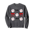 Red Black Baseballs Bows Baseball Sweatshirt - Custom Art Print Men Women - T-Shirt, Sweatshirt, Hoodie