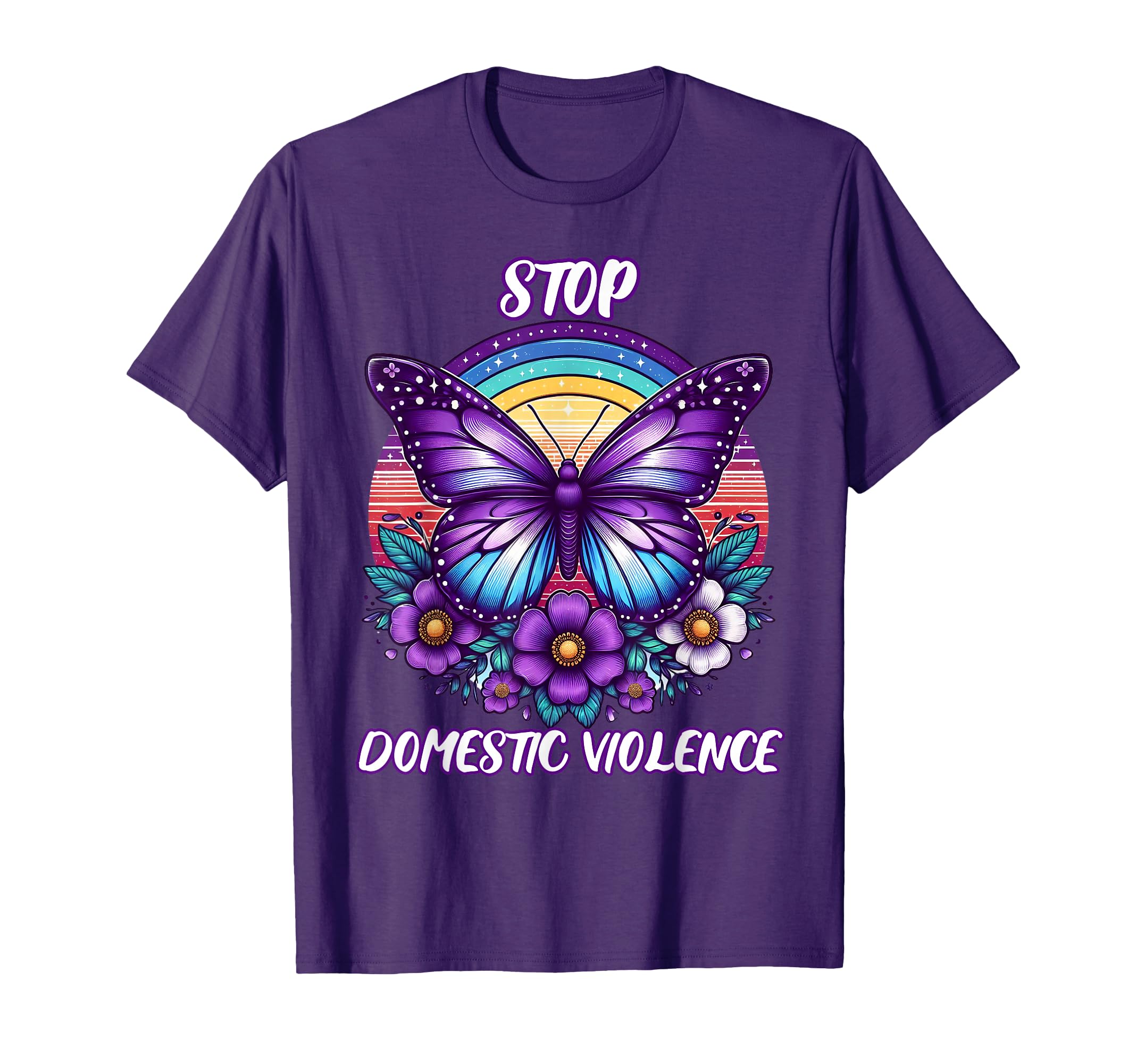 Womens Stop Domestic Violence Purple T-Shirt - Unique Graphic for Adults - T-Shirt, Sweatshirt, Hoodie