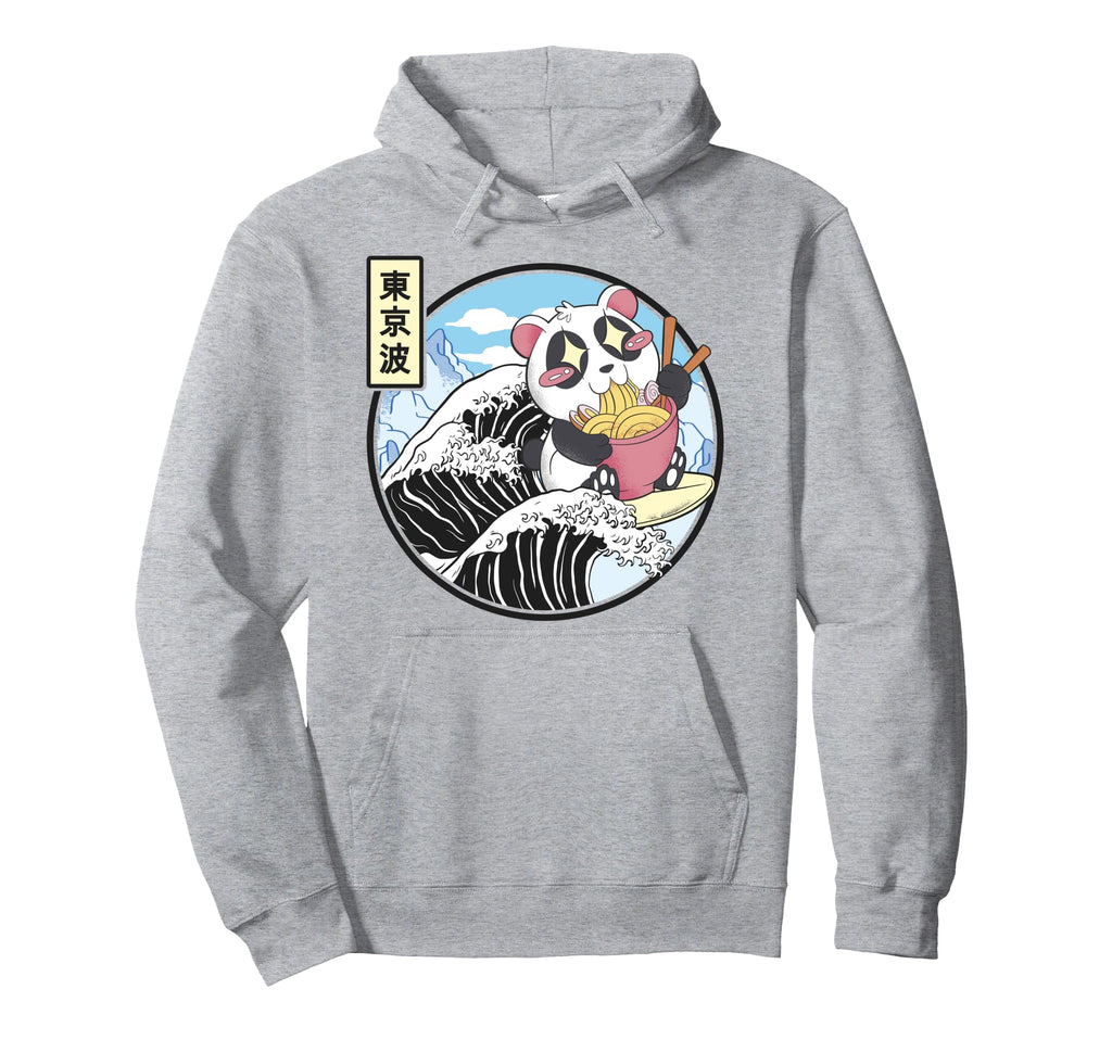 Panda Bear Ramen Japanese Wave Vaporwave Hoodie - Aesthetic Graphic Unisex - T-Shirt, Sweatshirt, Hoodie