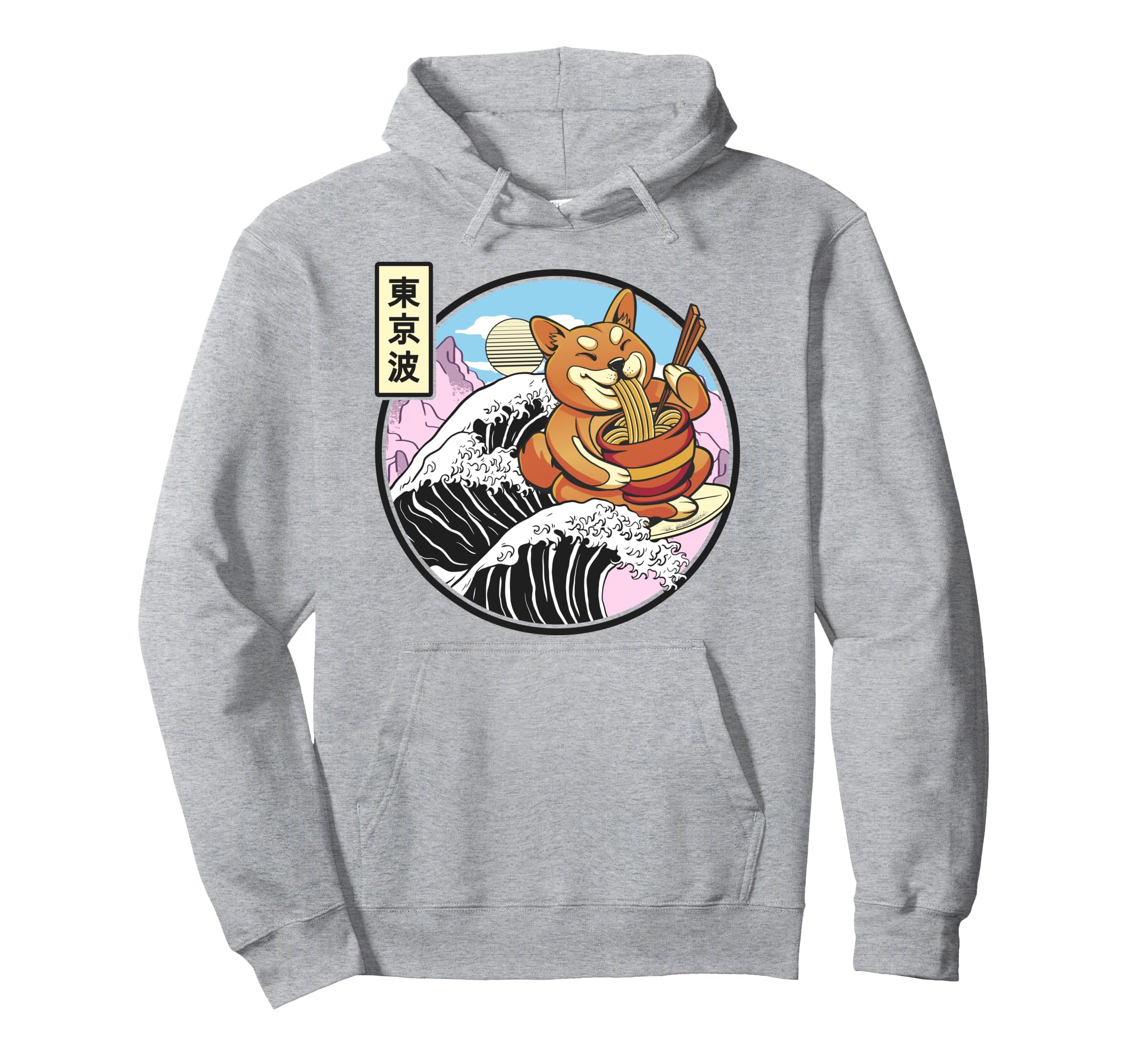 Surfing Shiba Inu Eating Ramen Kanagawa Hoodie - Novelty Apparel Men Women - T-Shirt, Sweatshirt, Hoodie
