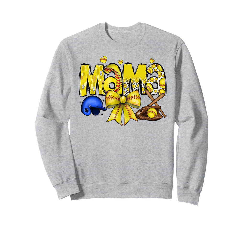 Softball Mama Bow Trophy Sweatshirt - Casual Everyday Wear for Adults - T-Shirt, Sweatshirt, Hoodie