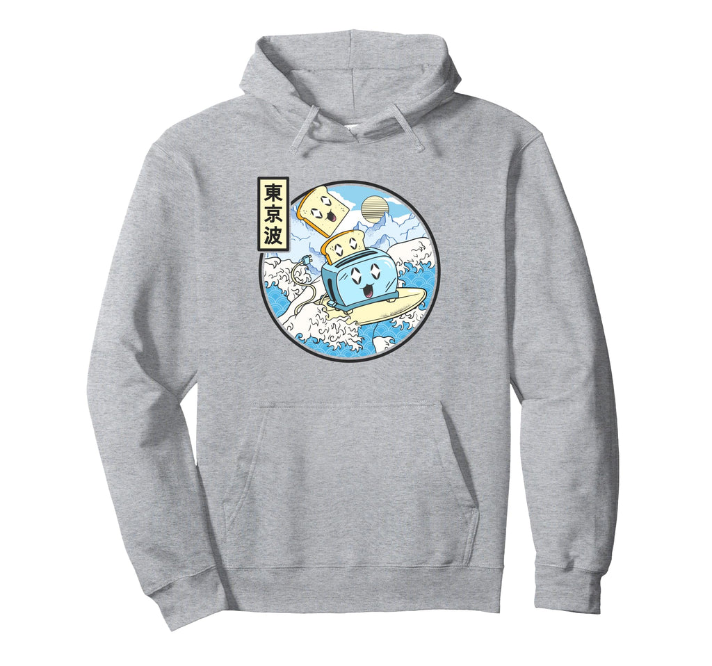 Surfing Toaster Japan Waves Kawaii Hoodie - Casual Everyday Wear Unisex - T-Shirt, Sweatshirt, Hoodie