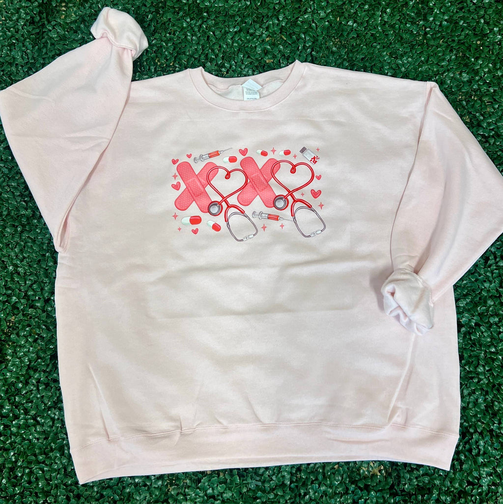 Healthcare Valentines On Hanes Pale Pink - Adult & Kids T-Shirts, Sweatshirts & Hoodies apparel design preview 1