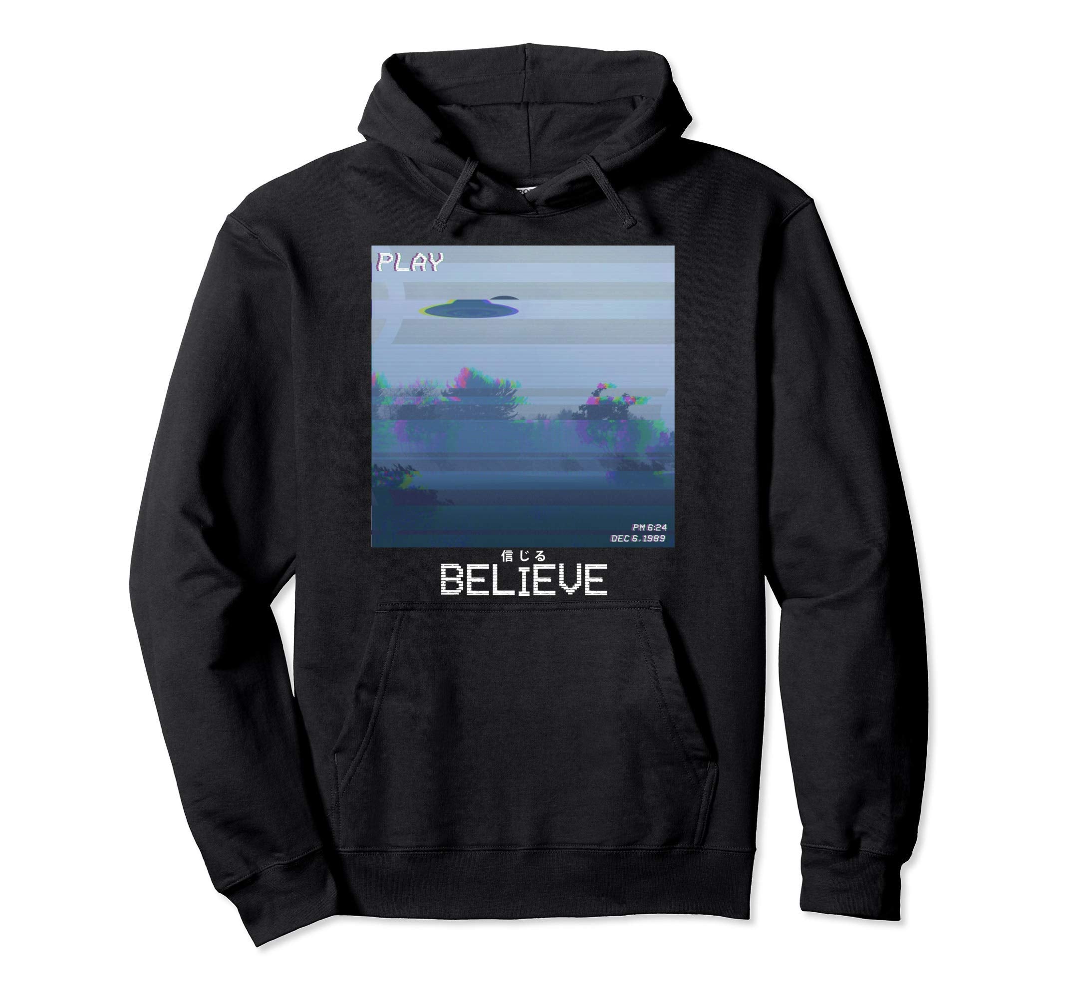 Believe Ufo Vaporwave Synthwave 80S Hoodie - Novelty Apparel Men Women - T-Shirt, Sweatshirt, Hoodie