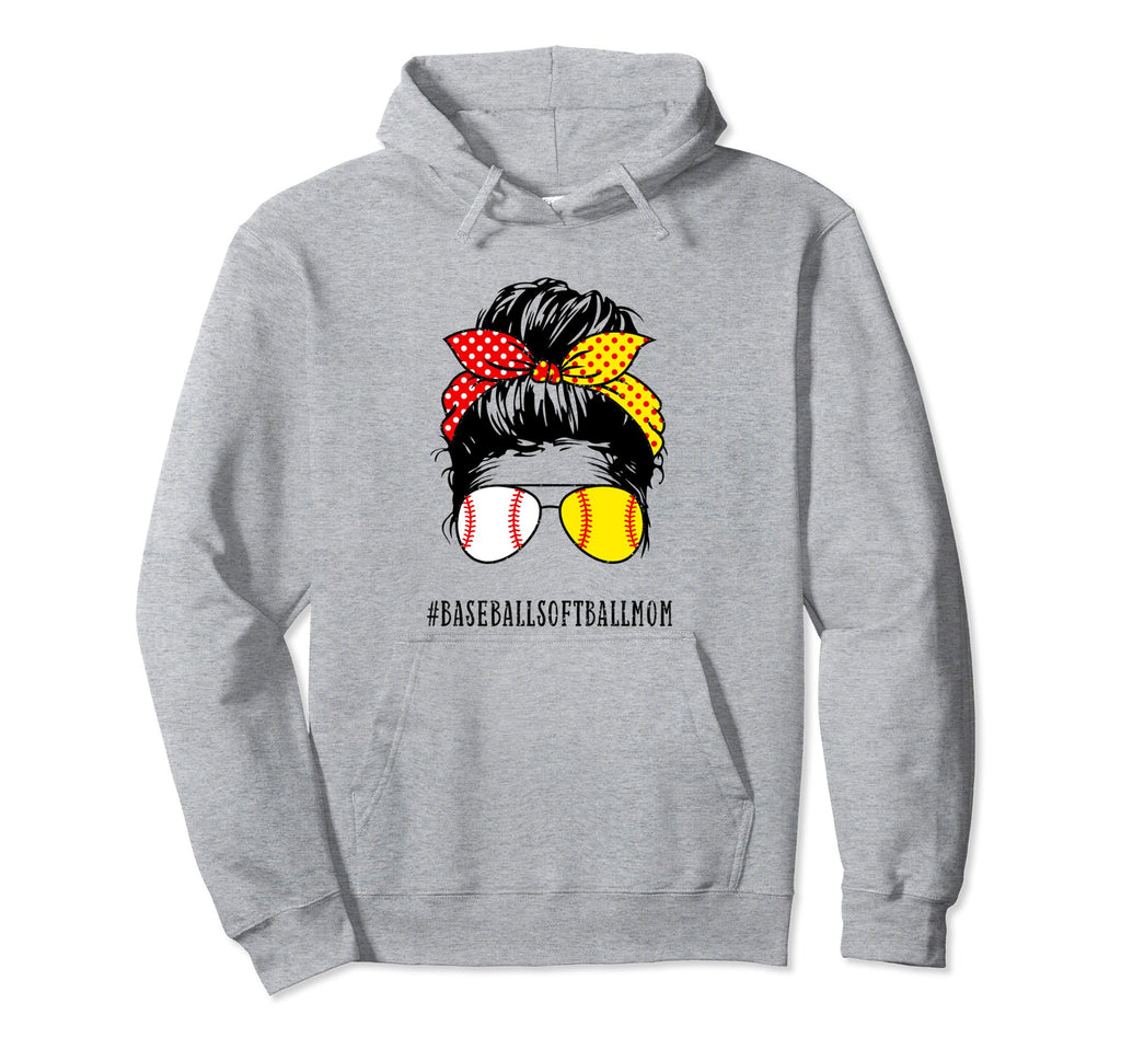 Mom Messy Bun Aviator Glasses Baseball Hoodie - Novelty Apparel Men Women - T-Shirt, Sweatshirt, Hoodie