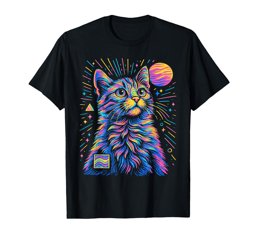 Psychedelic Cat Trippy Vaporwave Y2K T-Shirt - Fun Novelty Design Unisex - T-Shirt, Sweatshirt, Hoodie