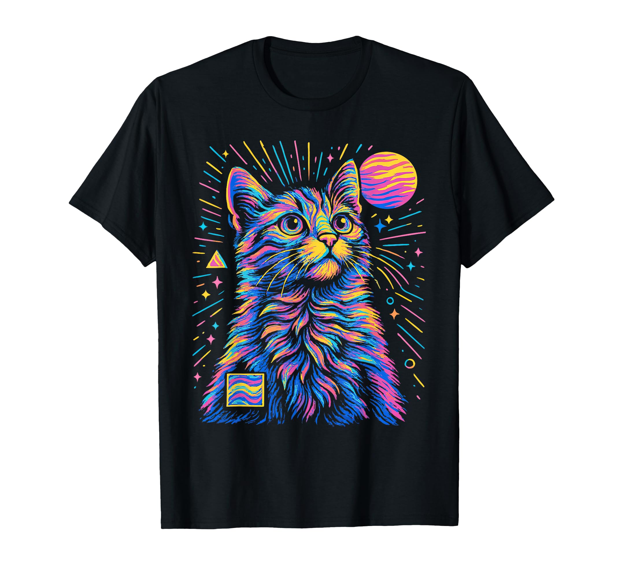 Psychedelic Cat Trippy Vaporwave Y2K T-Shirt - Fun Novelty Design Unisex - T-Shirt, Sweatshirt, Hoodie