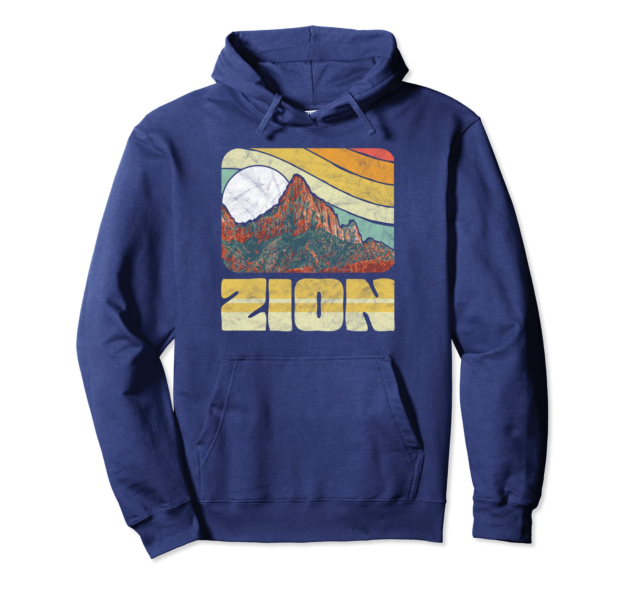 Zion National Park Utah 80S Distressed Hoodie - Unique Graphic Unisex - T-Shirt, Sweatshirt, Hoodie
