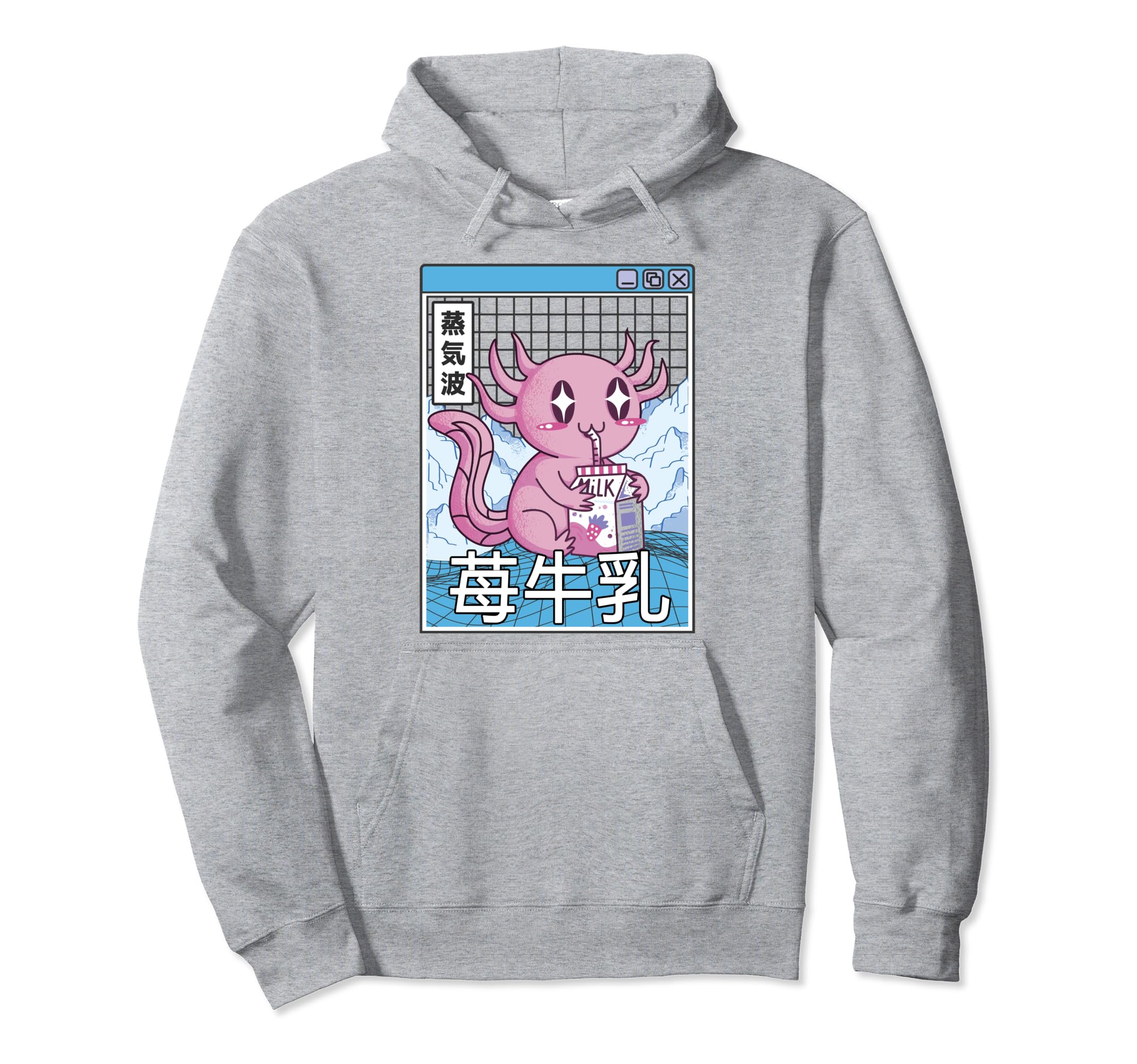 Axolotl Strawberry Milk Kawaii Hoodie - Trendy Graphic for Adults - T-Shirt, Sweatshirt, Hoodie