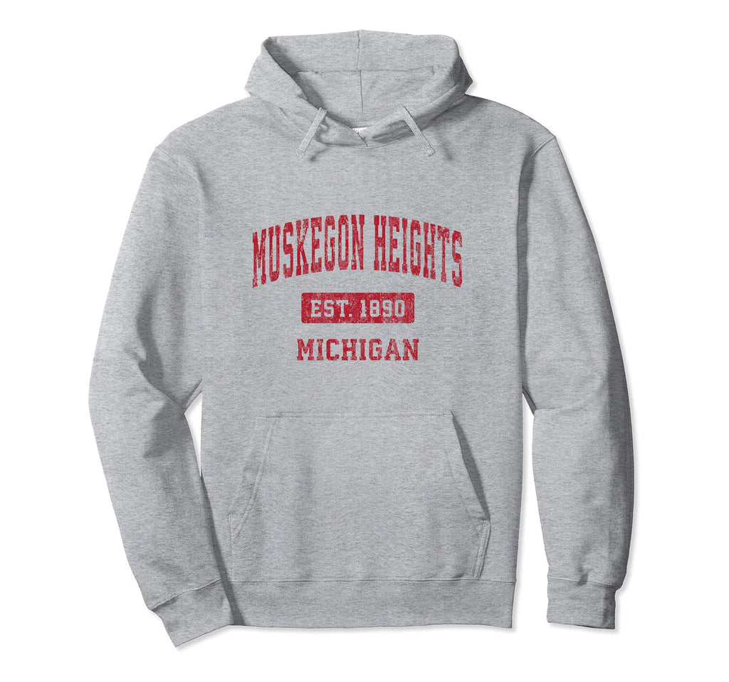 Muskegon Heights Michigan Mi Sports Red Hoodie - Aesthetic Graphic Unisex - T-Shirt, Sweatshirt, Hoodie