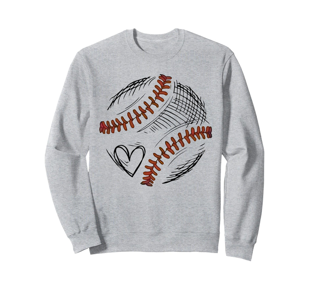 Baseball Heart Baseball Lovers Sweatshirt - Trendy Graphic for Adults - T-Shirt, Sweatshirt, Hoodie