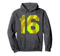 Softball 16 Jersey Number Hoodie - Fun Novelty Design for Adults - T-Shirt, Sweatshirt, Hoodie