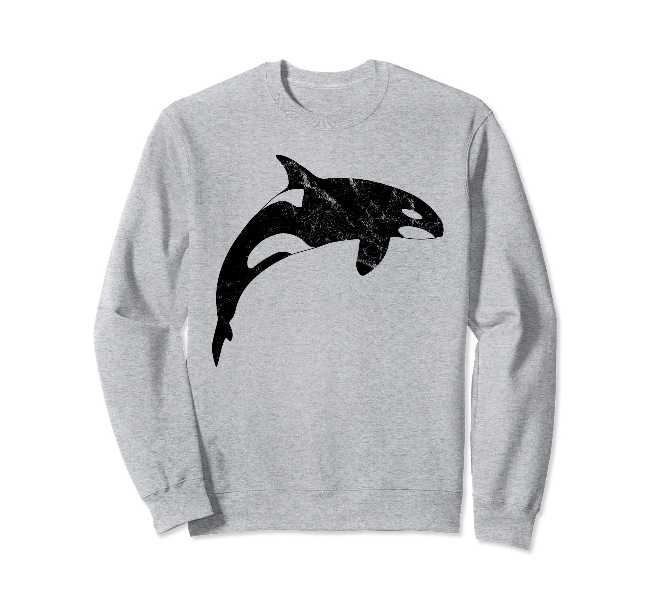 Orca Whale Distressed Sweatshirt - Aesthetic Graphic Unisex - T-Shirt, Sweatshirt, Hoodie