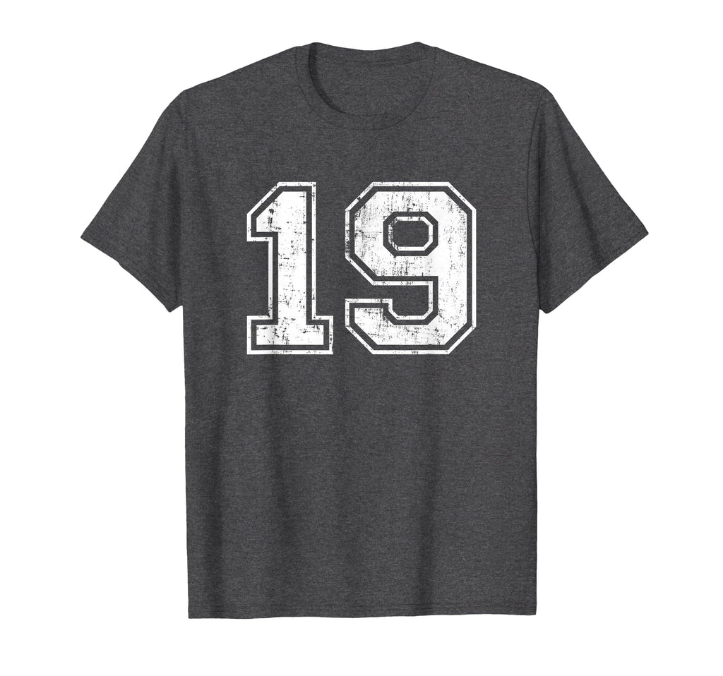 Number 19 Varsity Distressed Sports T-Shirt - Streetwear Style for Adults - T-Shirt, Sweatshirt, Hoodie