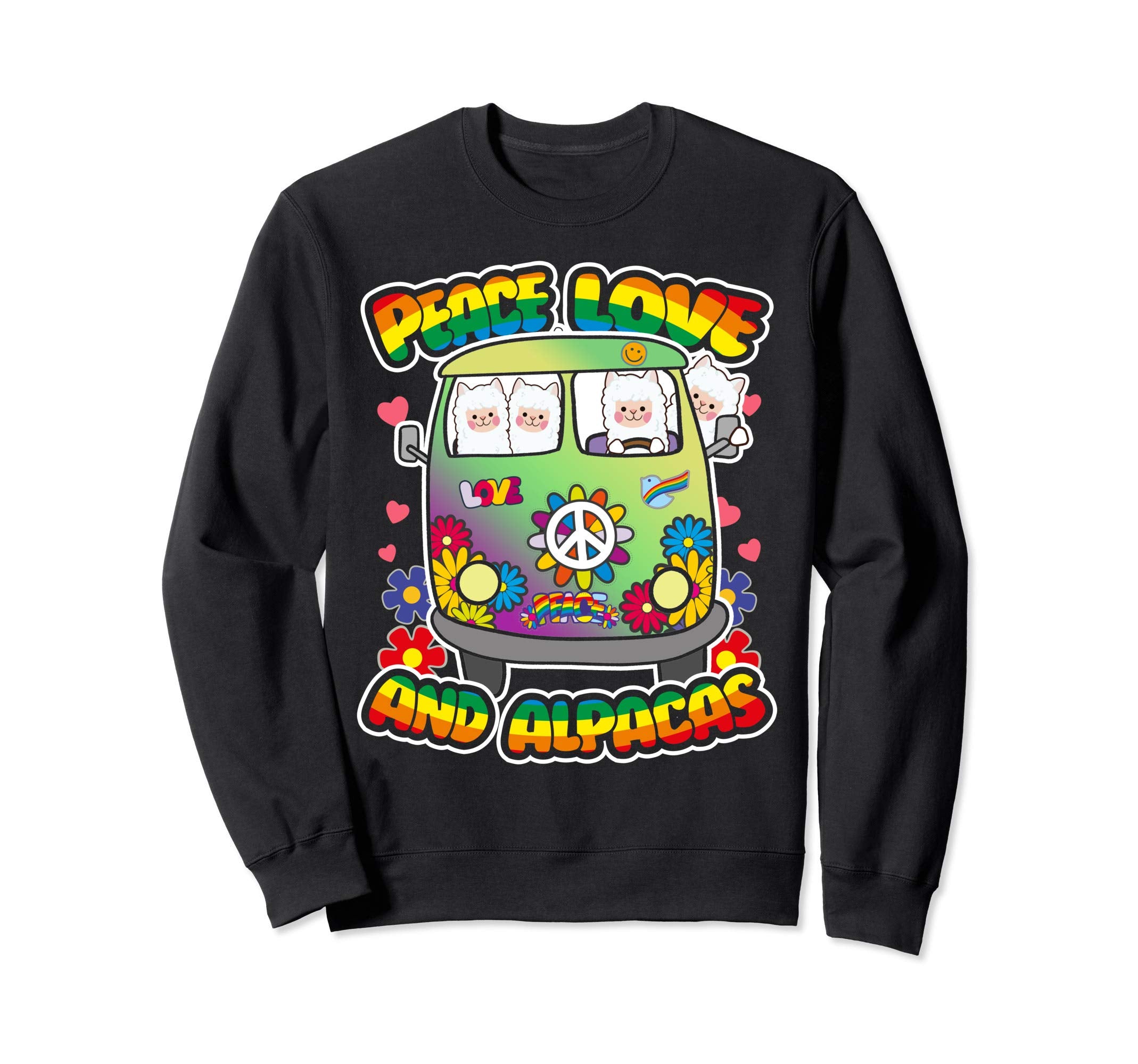 Peace Love Alpacas Hippie Beatnik Sweatshirt - Trendy Graphic Men Women - T-Shirt, Sweatshirt, Hoodie