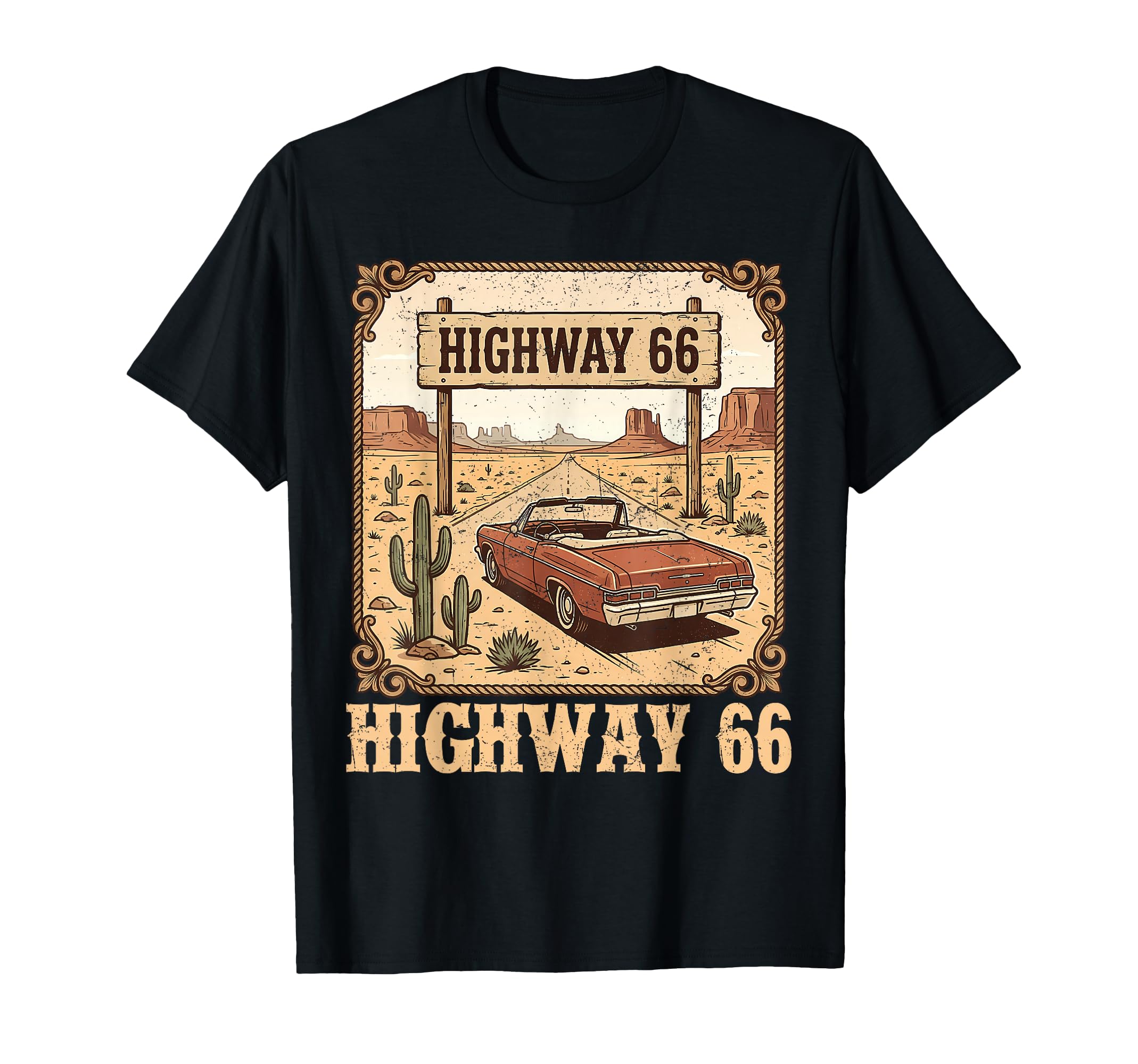Highway 66 Historic Road American T-Shirt - Minimalist Print for Adults - T-Shirt, Sweatshirt, Hoodie