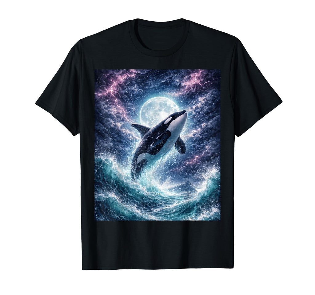 Orca Midnight Lightning 90S Ocean Art T-Shirt - Custom Art Print for Adults - T-Shirt, Sweatshirt, Hoodie