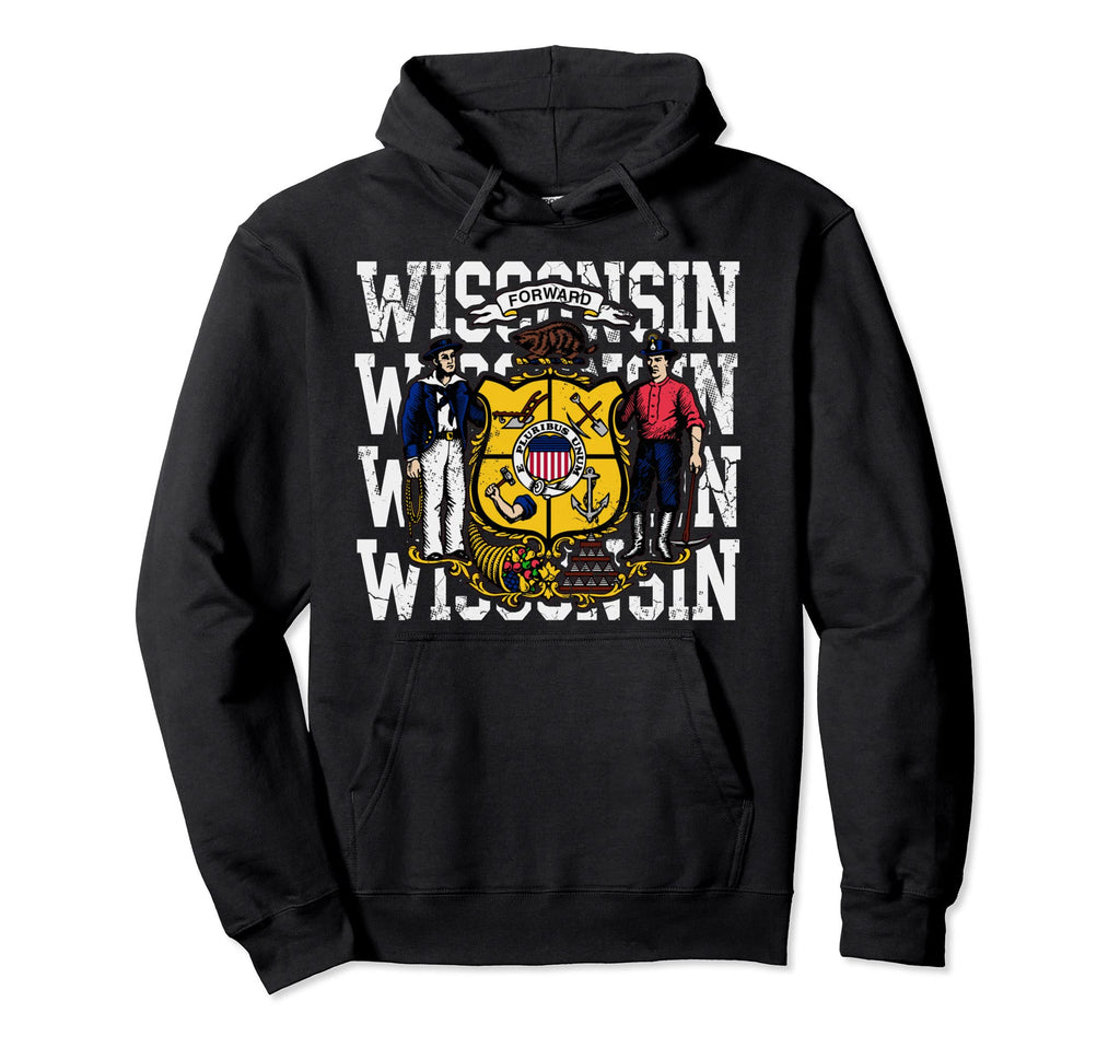 Wisconsin State Flag Home Family Hoodie - Unique Graphic Men Women - T-Shirt, Sweatshirt, Hoodie