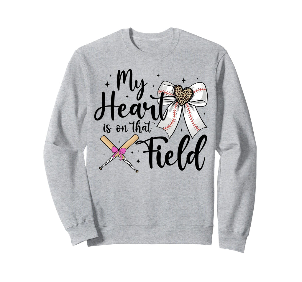 Baseball Mom My Heart Is That Sweatshirt - Aesthetic Graphic for Adults - T-Shirt, Sweatshirt, Hoodie