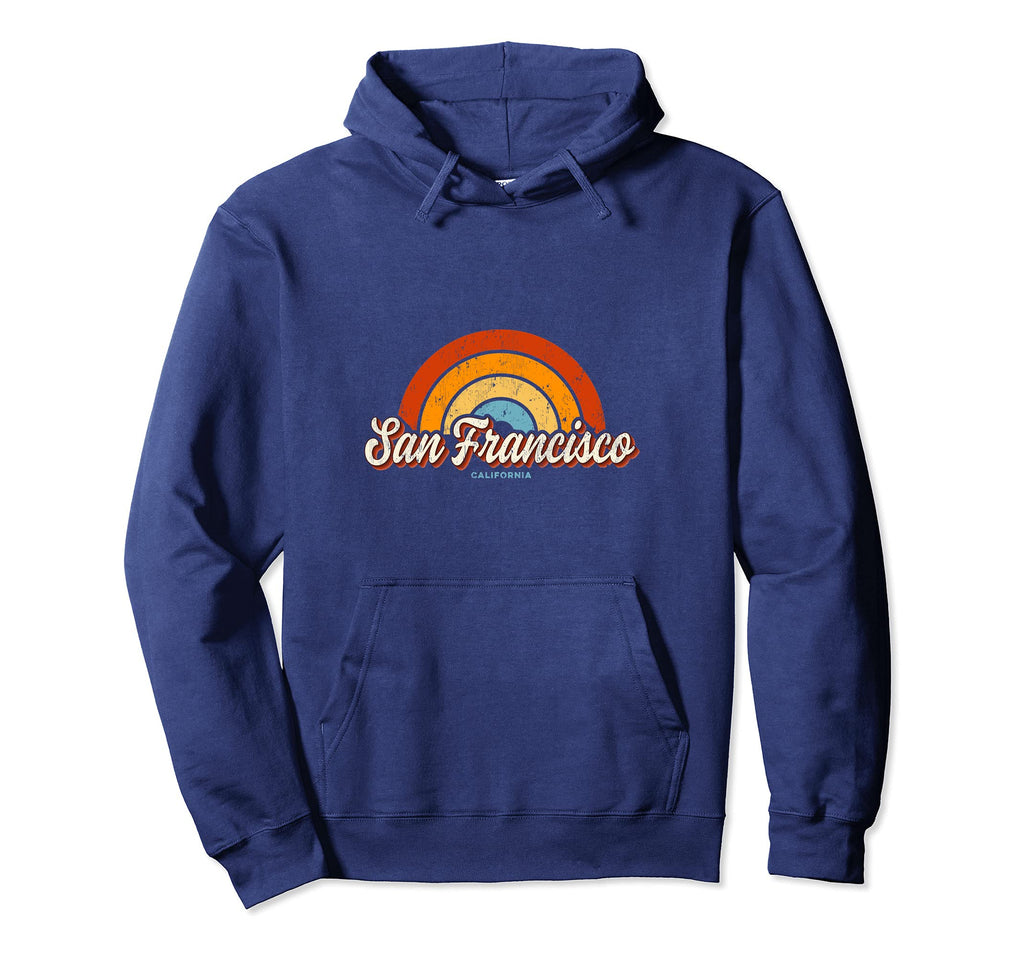 San Francisco California Ca Rainbow 70S Hoodie - Novelty Apparel Unisex - T-Shirt, Sweatshirt, Hoodie