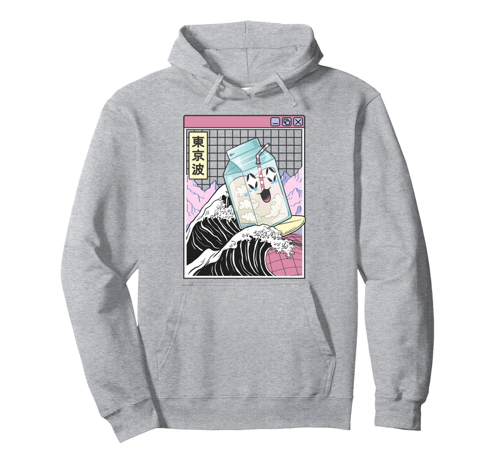 Surfing Milk Carton Kanagawa Wave Kawaii Hoodie - Streetwear Style Unisex - T-Shirt, Sweatshirt, Hoodie
