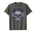 Chicago Flag Skull Goth Chi Town Chitown T-Shirt - Minimalist Print Unisex - T-Shirt, Sweatshirt, Hoodie