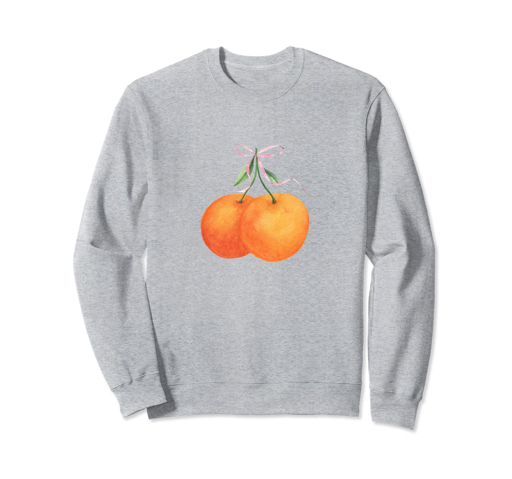 Orange Fruit Coquette Bow Oranges Sweatshirt - Casual Everyday Wear Unisex - T-Shirt, Sweatshirt, Hoodie