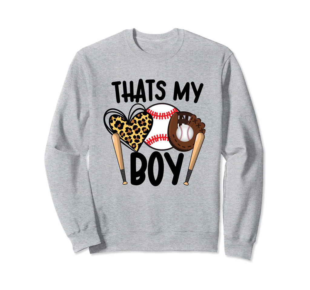 Thats My Son Leopard Heart Baseball Mom Sweatshirt - Unique Graphic Unisex - T-Shirt, Sweatshirt, Hoodie