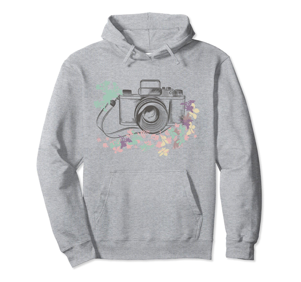 Lovely Camera Pastel Floral Hoodie - Aesthetic Graphic for Adults - T-Shirt, Sweatshirt, Hoodie
