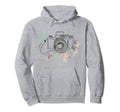 Lovely Camera Pastel Floral Hoodie - Aesthetic Graphic for Adults - T-Shirt, Sweatshirt, Hoodie