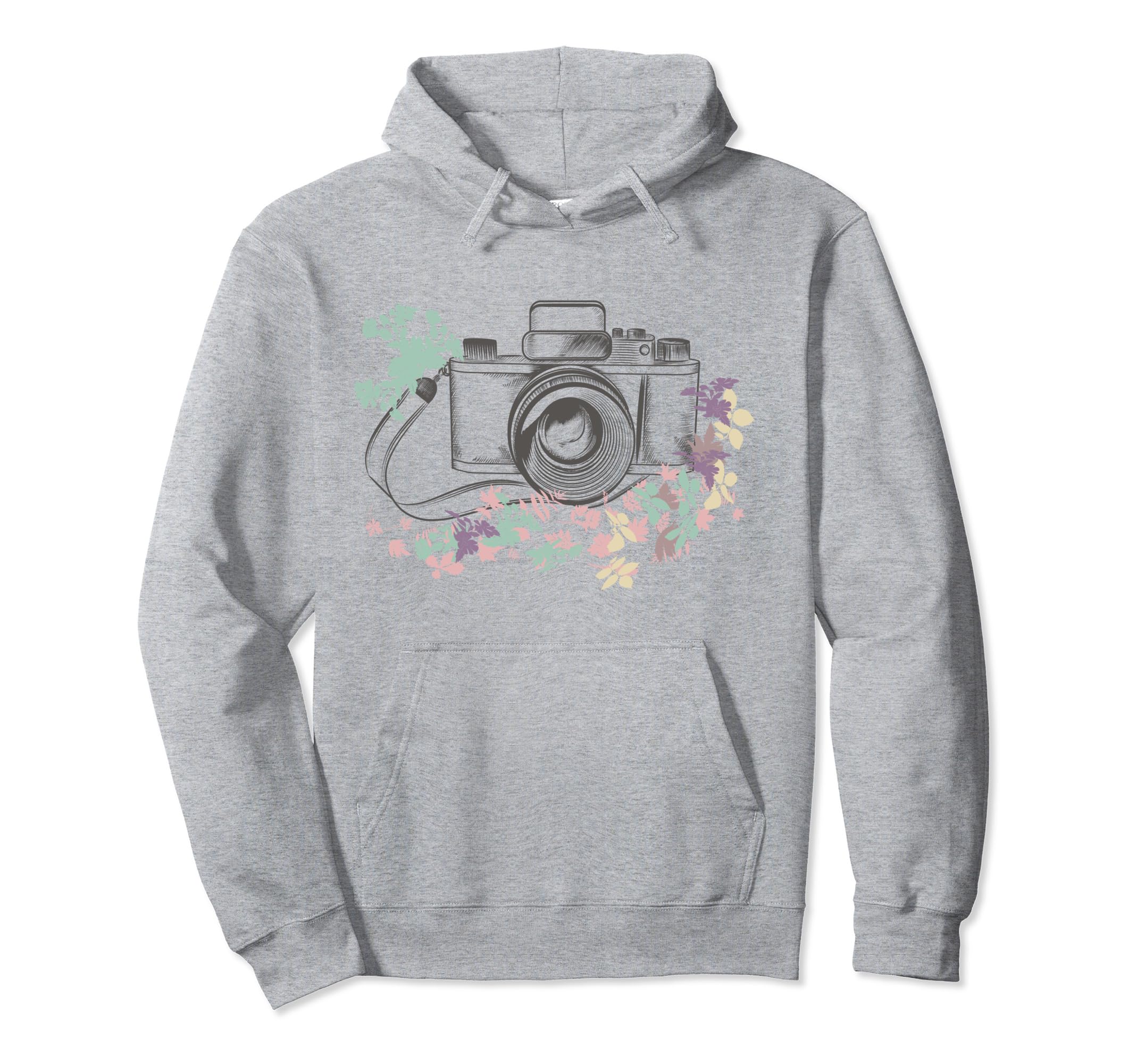 Lovely Camera Pastel Floral Hoodie - Aesthetic Graphic for Adults - T-Shirt, Sweatshirt, Hoodie